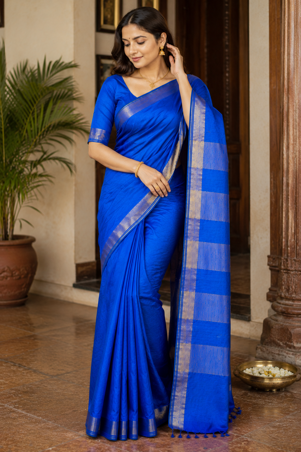 Blue Pure Tussar Silk Saree - Vaidehi Sutra