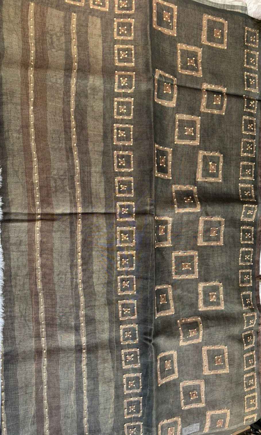Charcoal Green Notework Saree