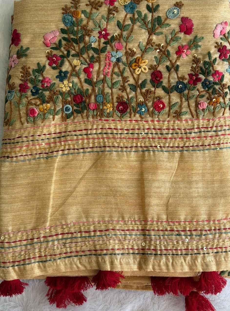 Ivory Floral Threadwork Drapes