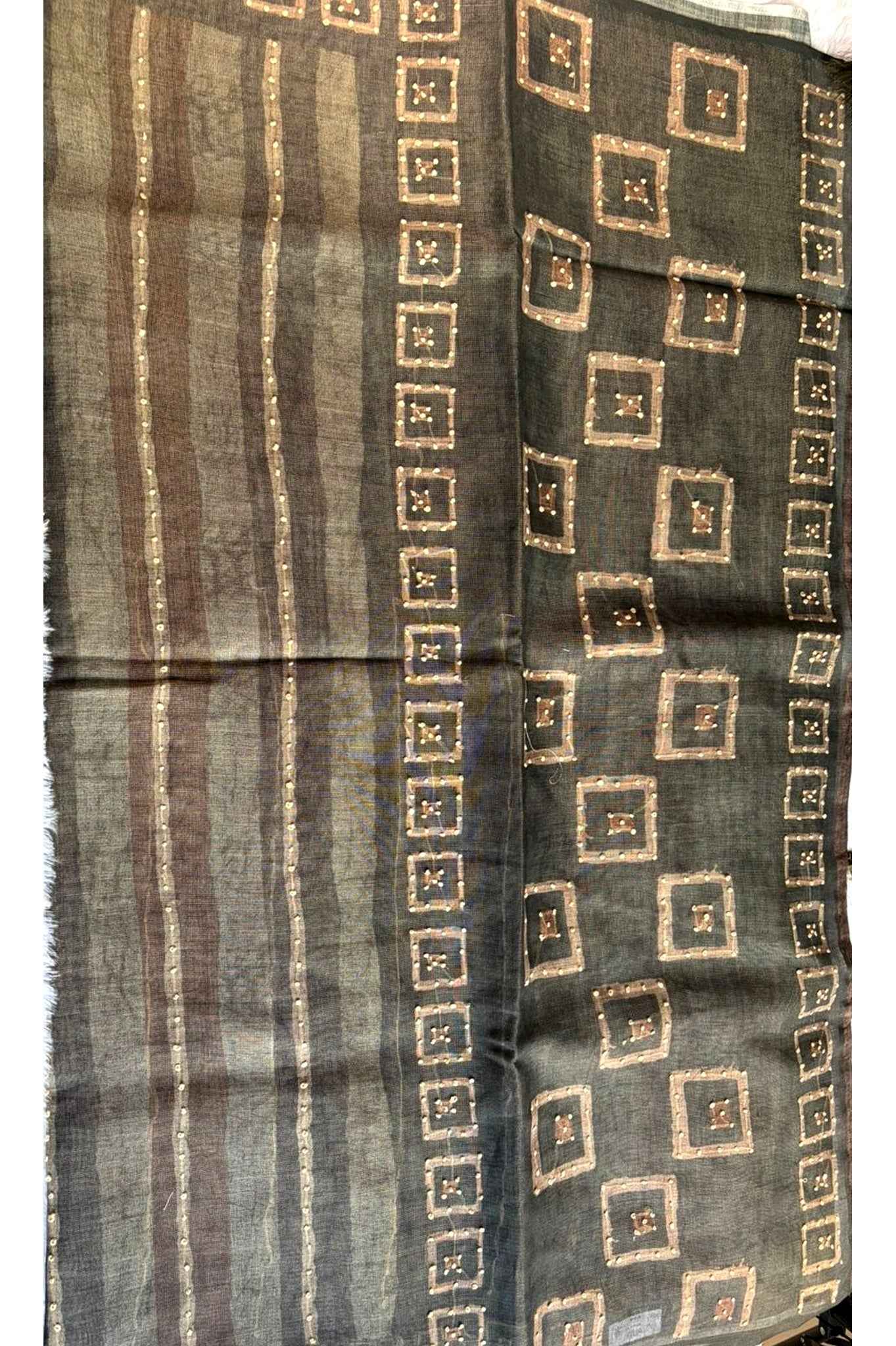 Charcoal Grey Notework Saree