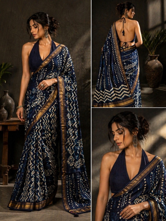Indigo Neelam Maheshwari Silk