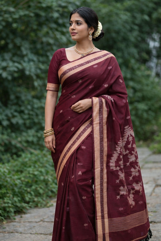 Maroon Noor Mul Cotton