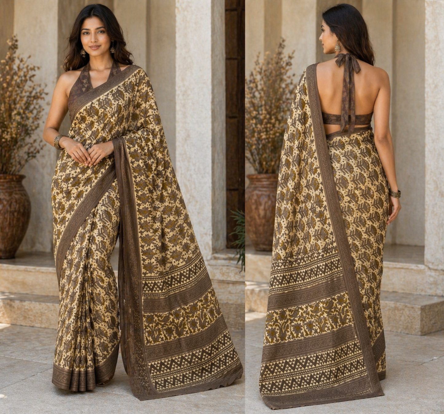 Brown Modal Muslin Saree