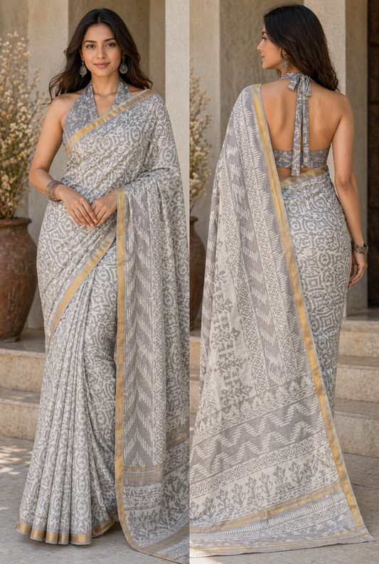 Gold Zariya Semi Tussar Saree
