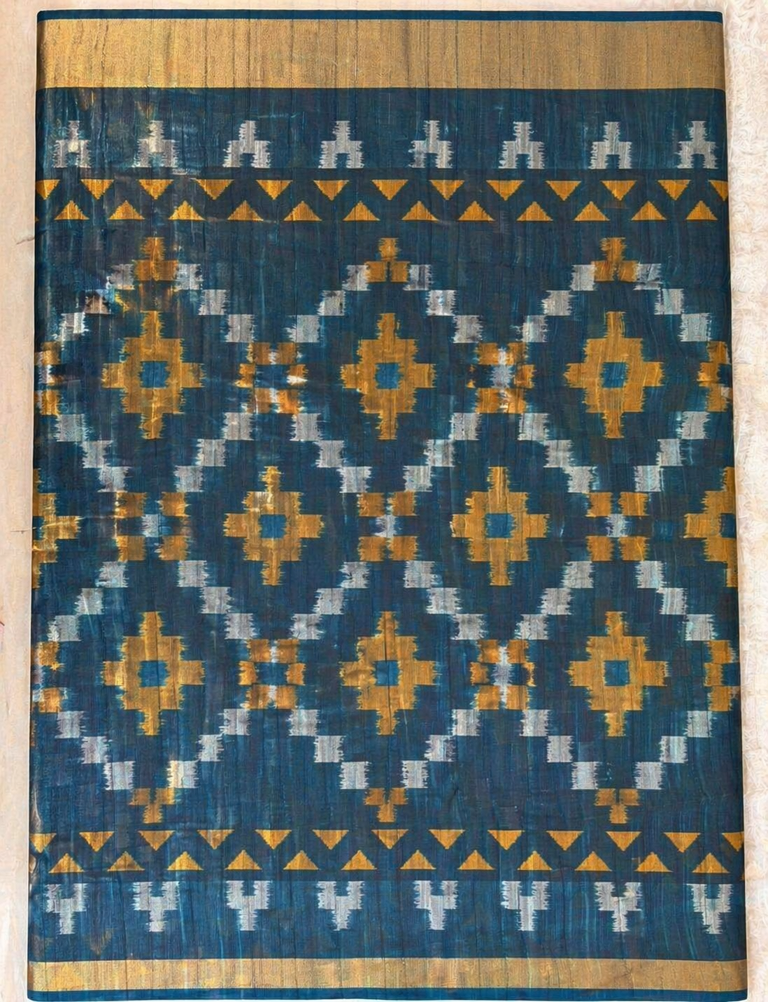 Teal Semi Tussar Ikkath Story - Vaidehi Sutra