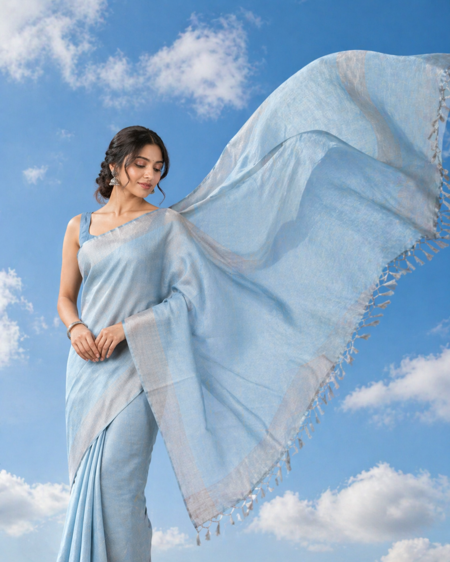 Steel Sky Blue Linen