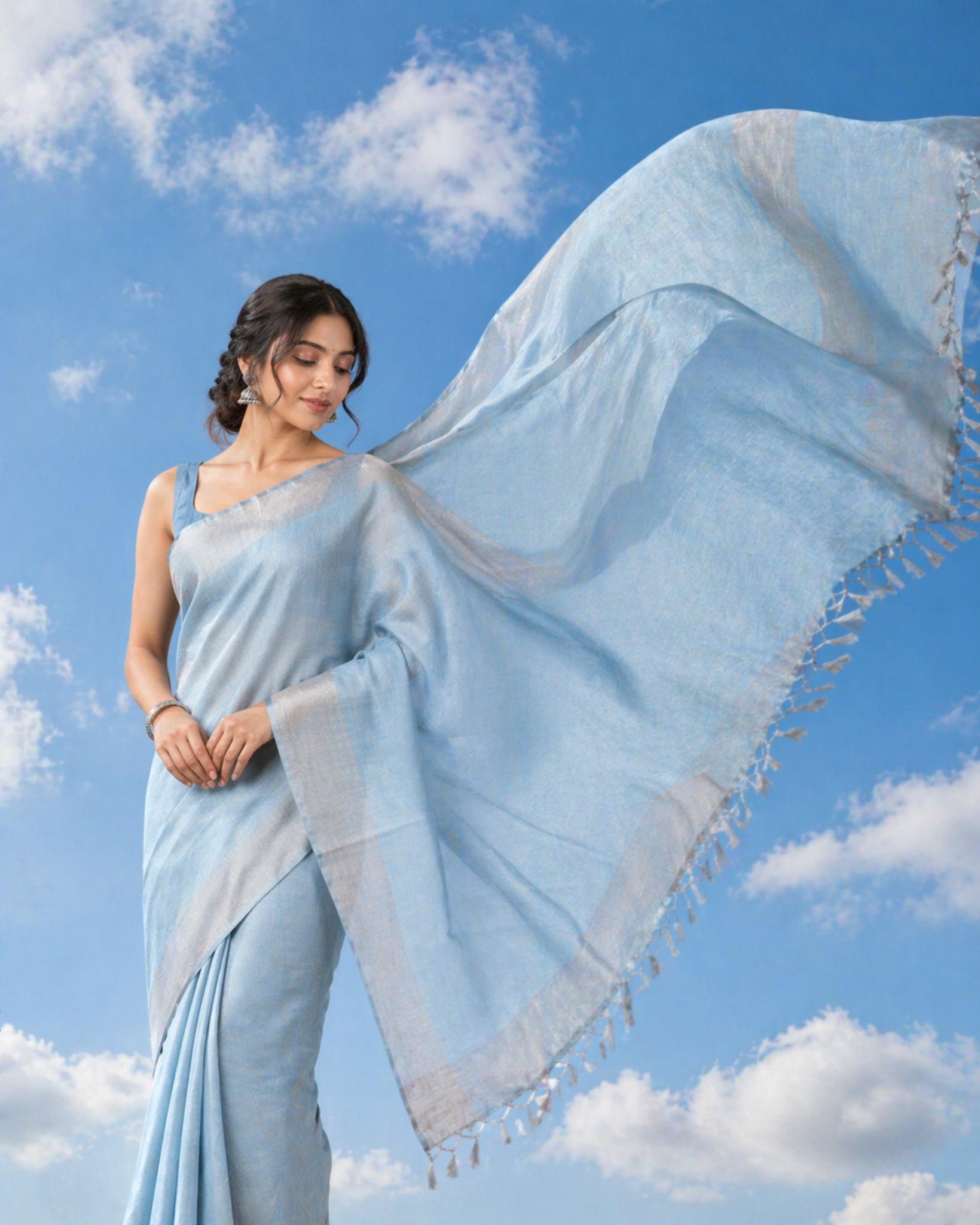 Steel Sky Blue Linen