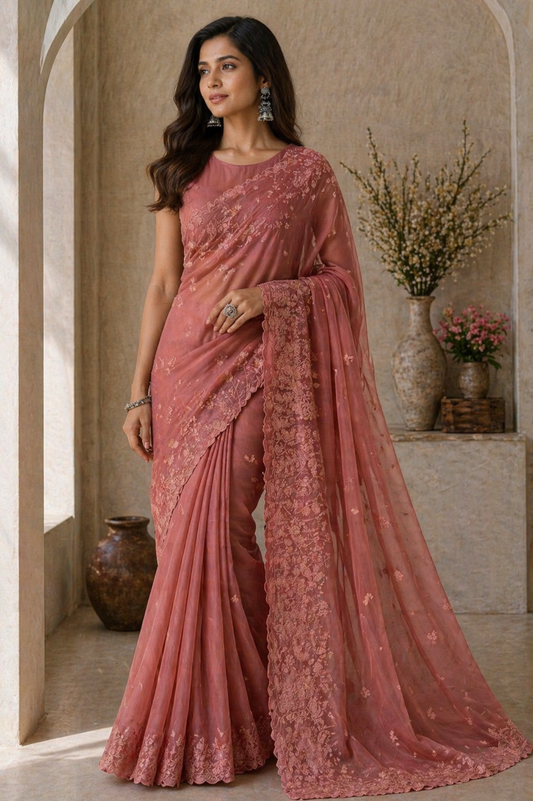 Rose Pink Embroidery Elegance