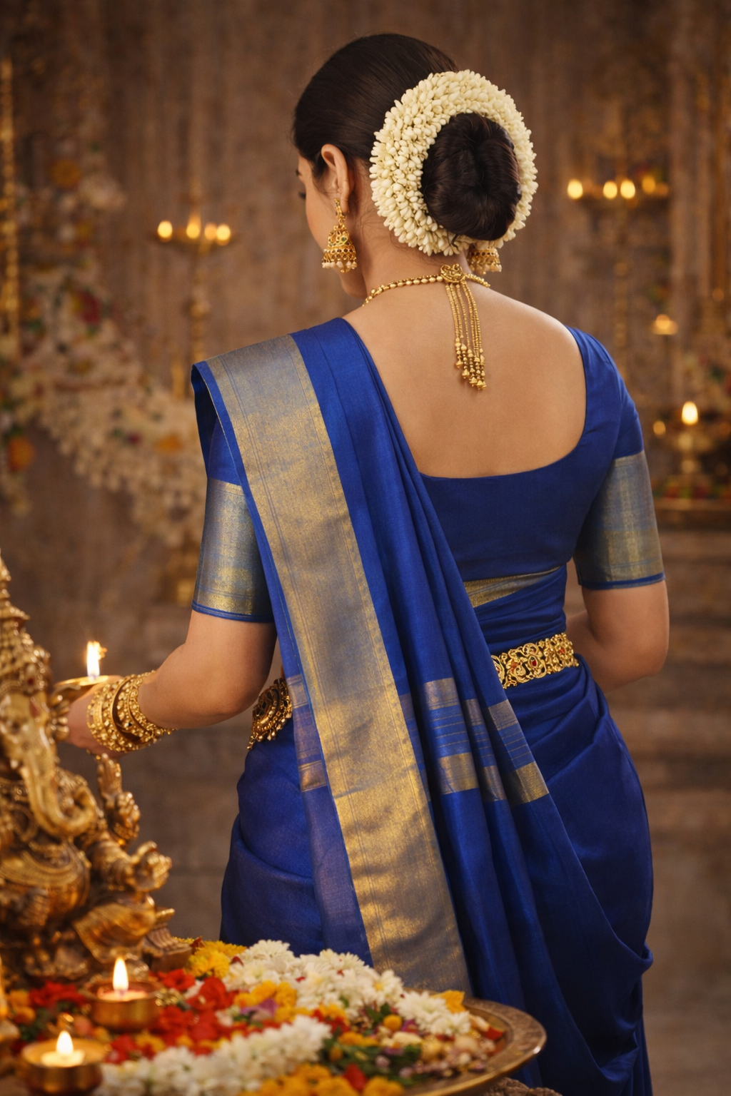 Blue Pure Tussar Silk Saree - Vaidehi Sutra