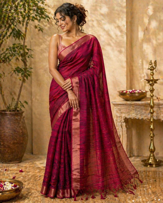 Rani Pink Checked Semi Tussar Saree