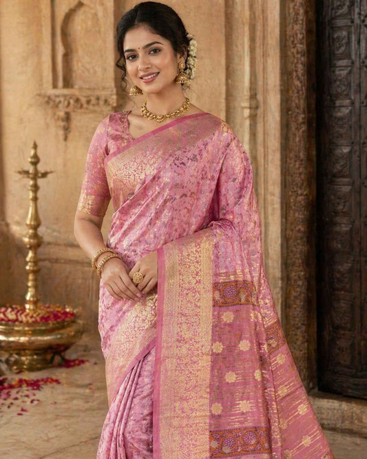 Pink Banaras Chanderi Silk