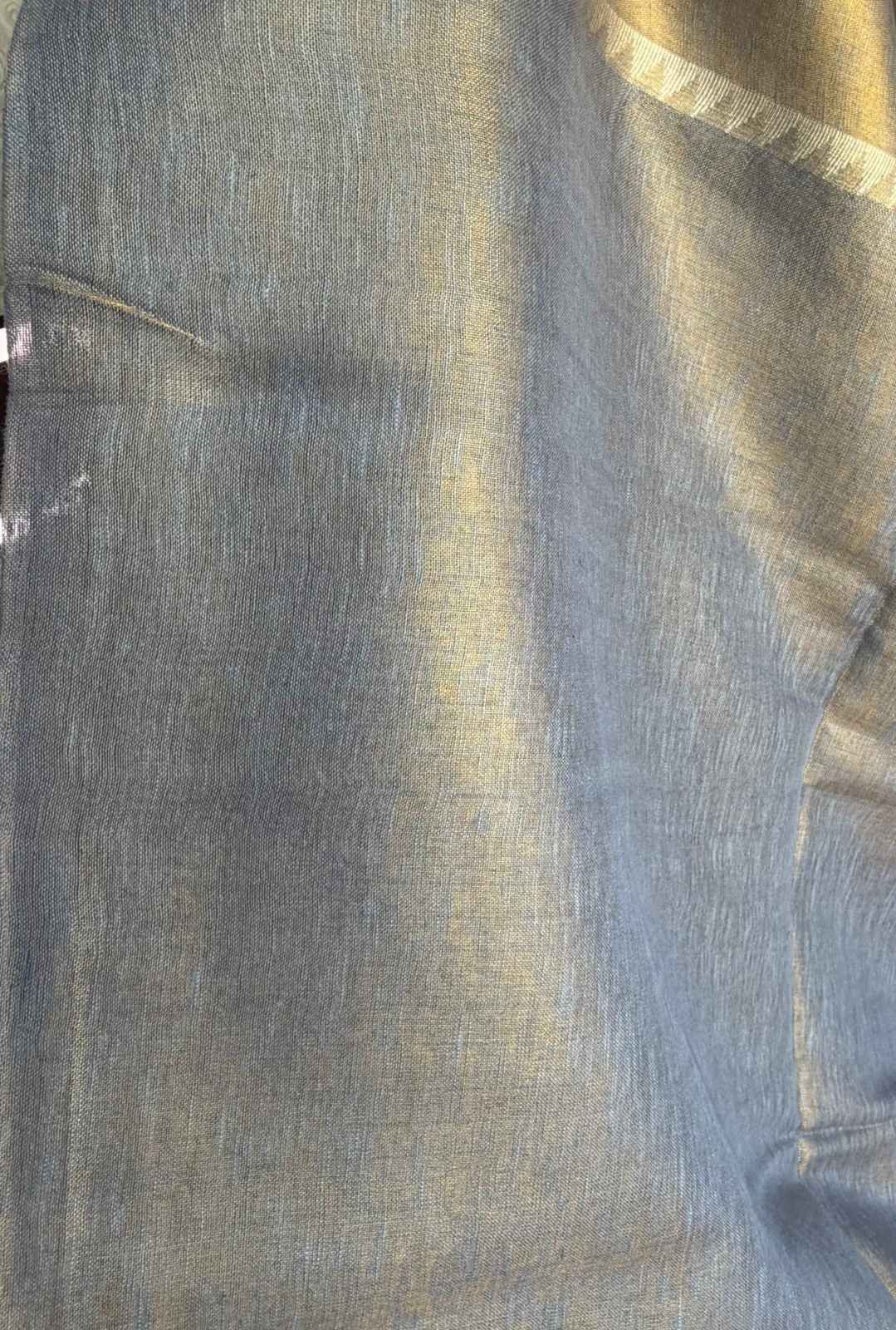 Blue Tissue Linen Saree