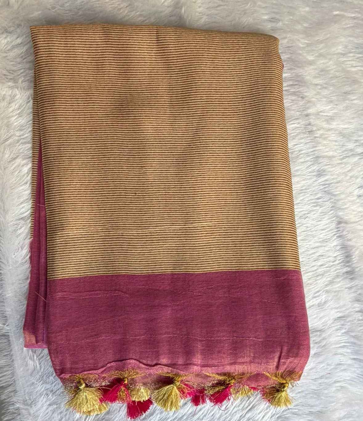 Pink Tissue Linen Saree