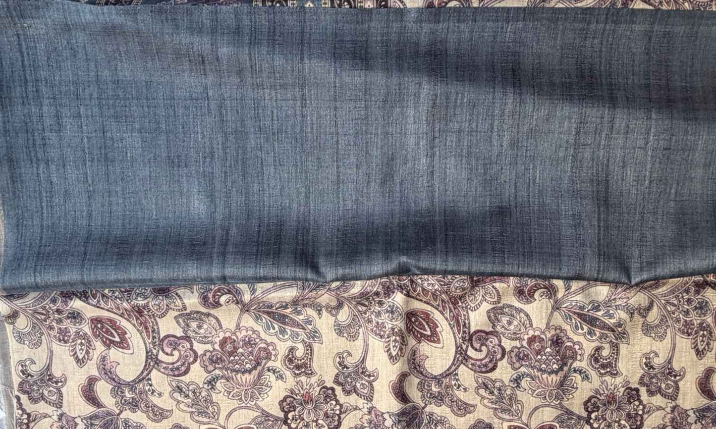 Blue Momga Printed Tussar silk saree