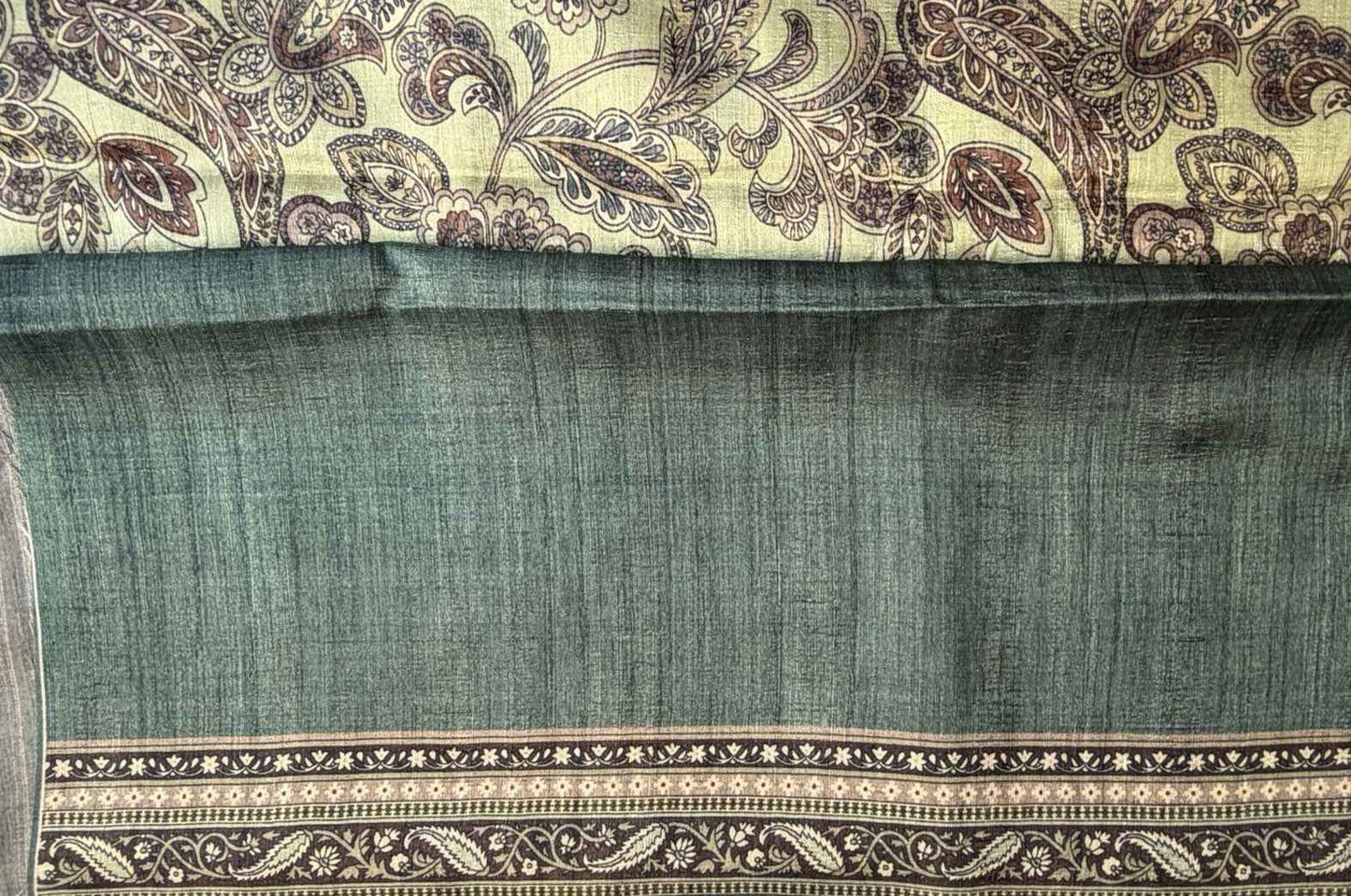 Green Momga Printed Tussar silk saree