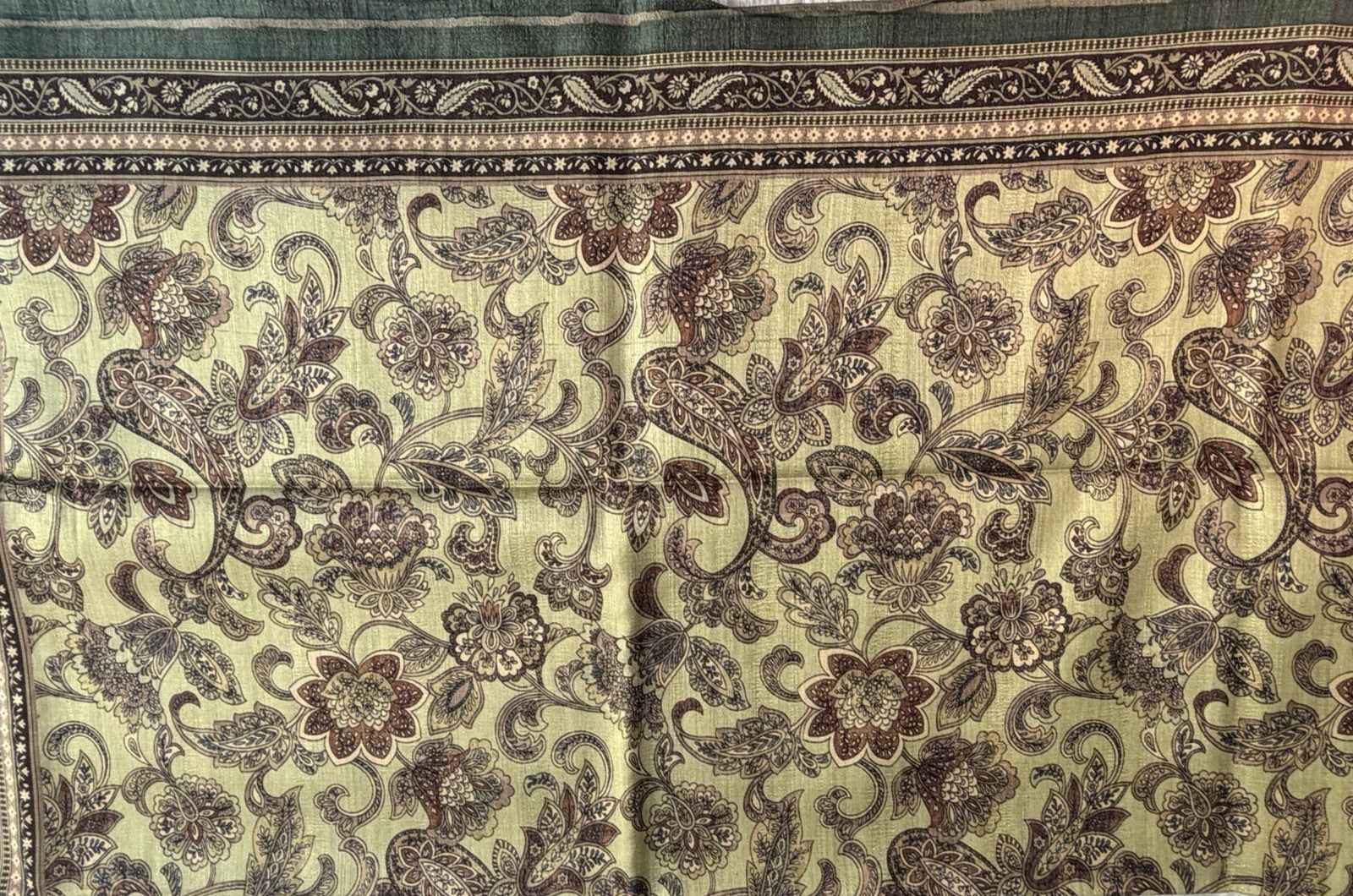 Green Momga Printed Tussar silk saree