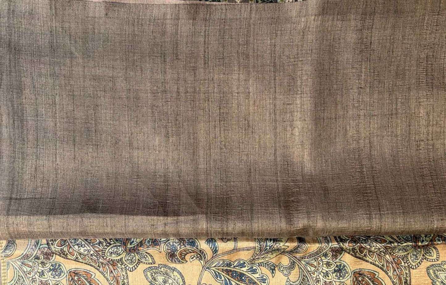 Grey Momga Printed Tussar silk saree