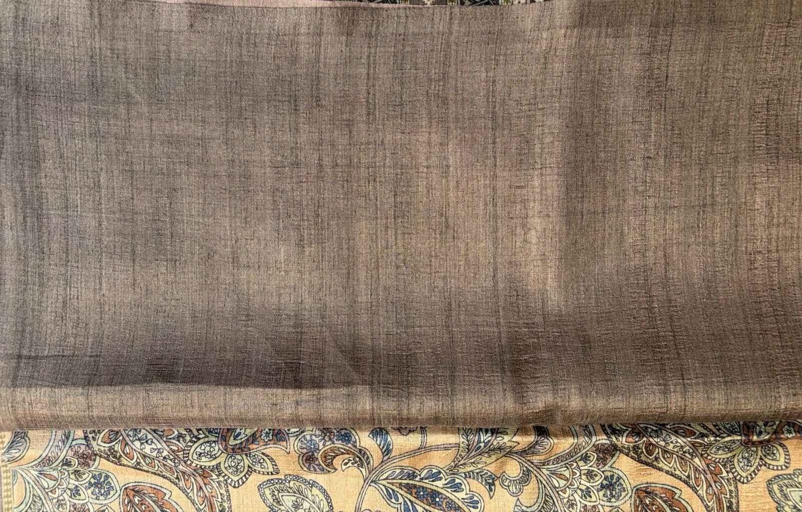 Grey Momga Printed Tussar silk saree