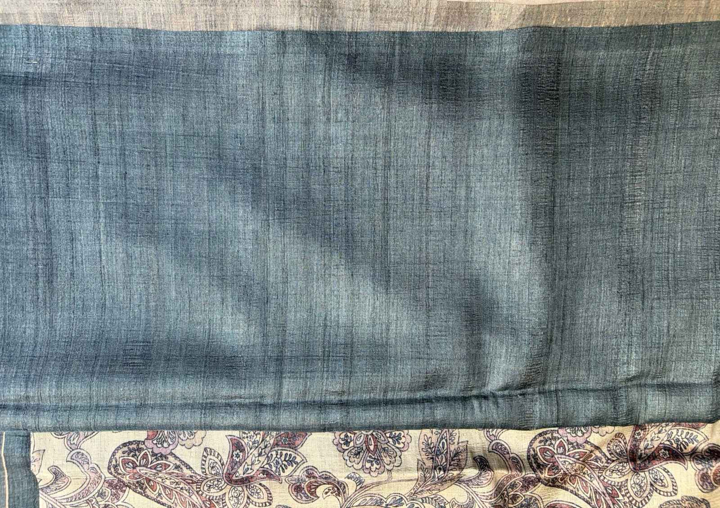 Charcoal Momga Printed Tussar silk saree