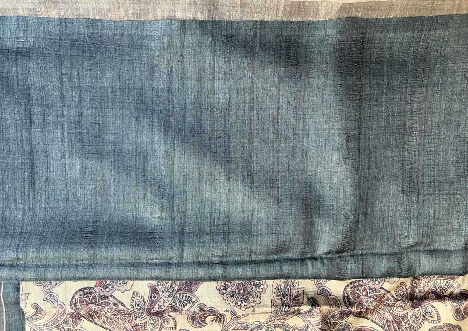 Charcoal Momga Printed Tussar silk saree