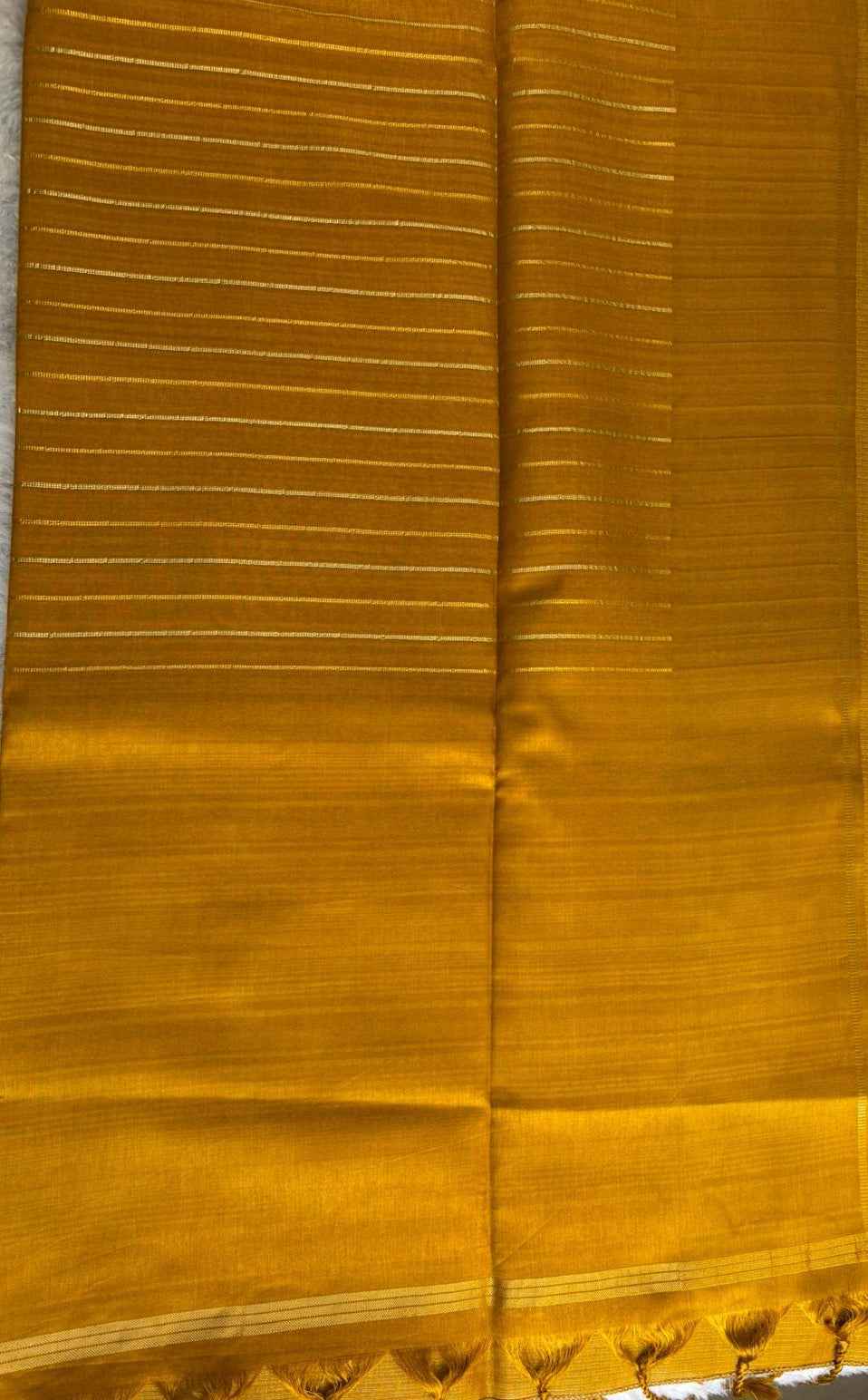 Mustard Gold Lines Semi Tussar silk