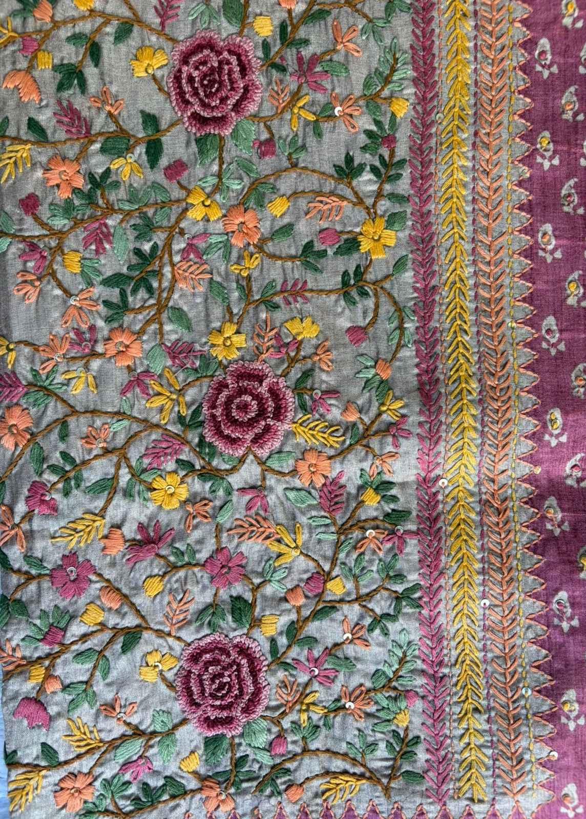 Pink Handwork Semi Tussar Saree