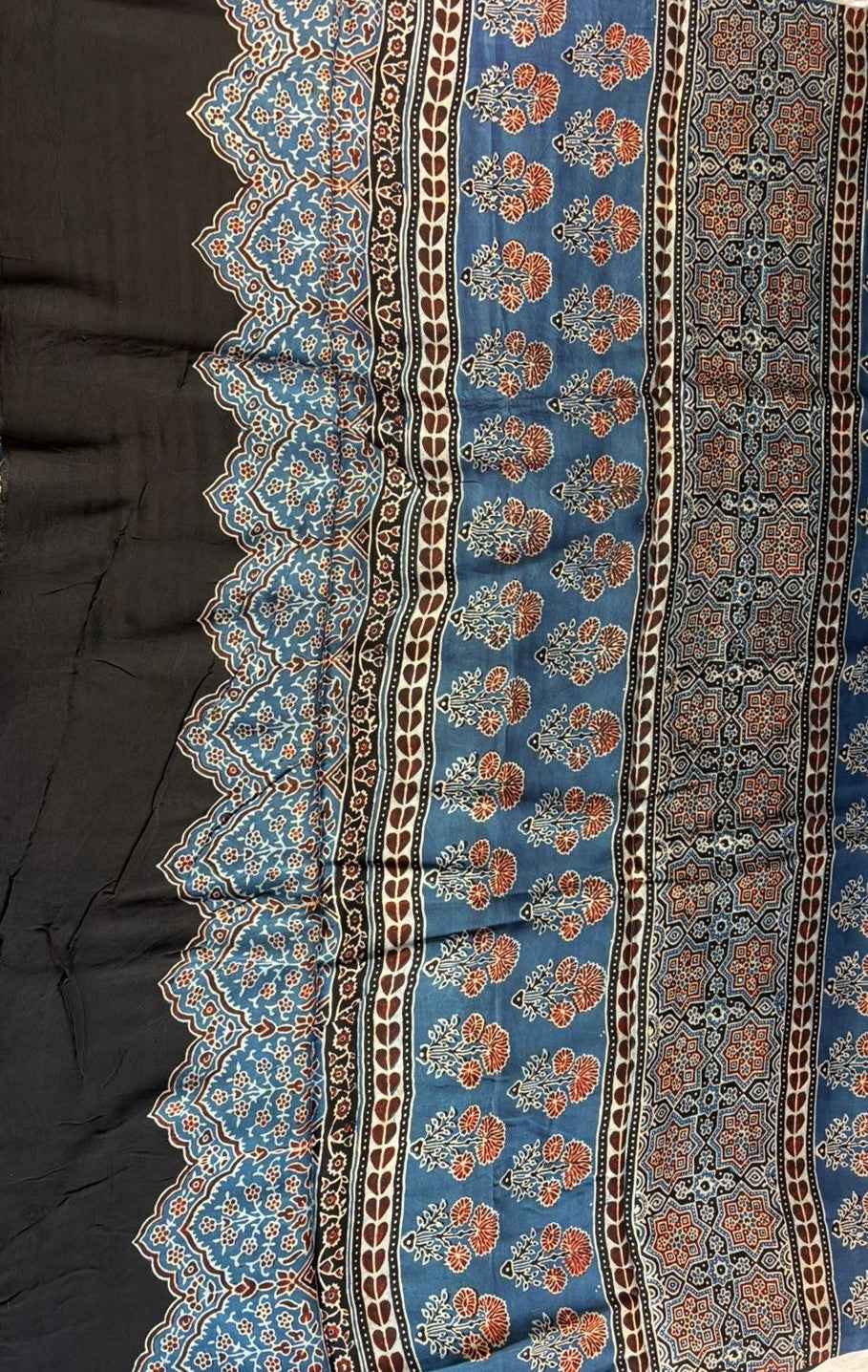 Blue Ajrakh Modal Silk Saree