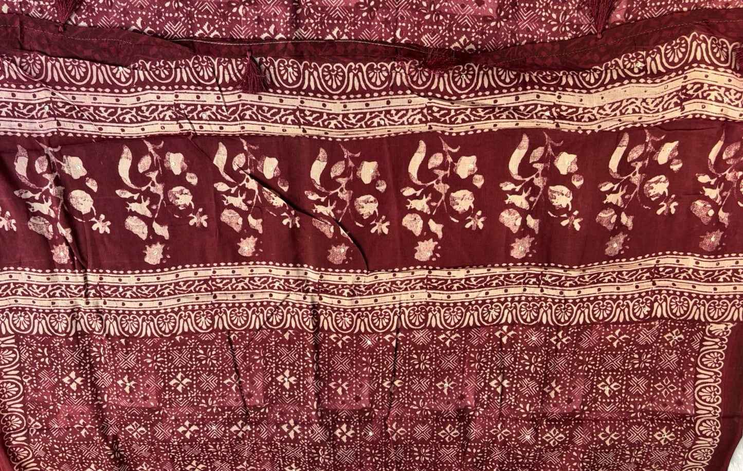 Maroon Ajrakh Mul Cotton Saree
