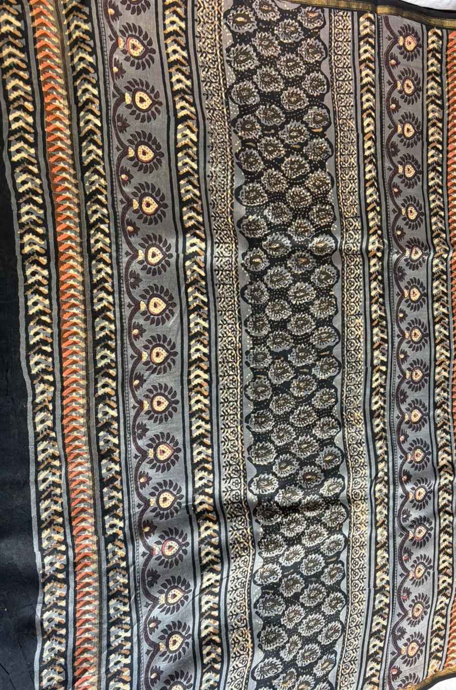 Grey Maheshwari Chanderi Silk Saree