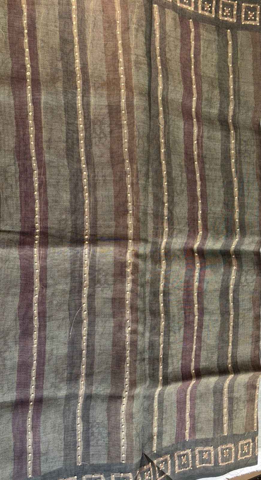 Charcoal Green Notework Saree