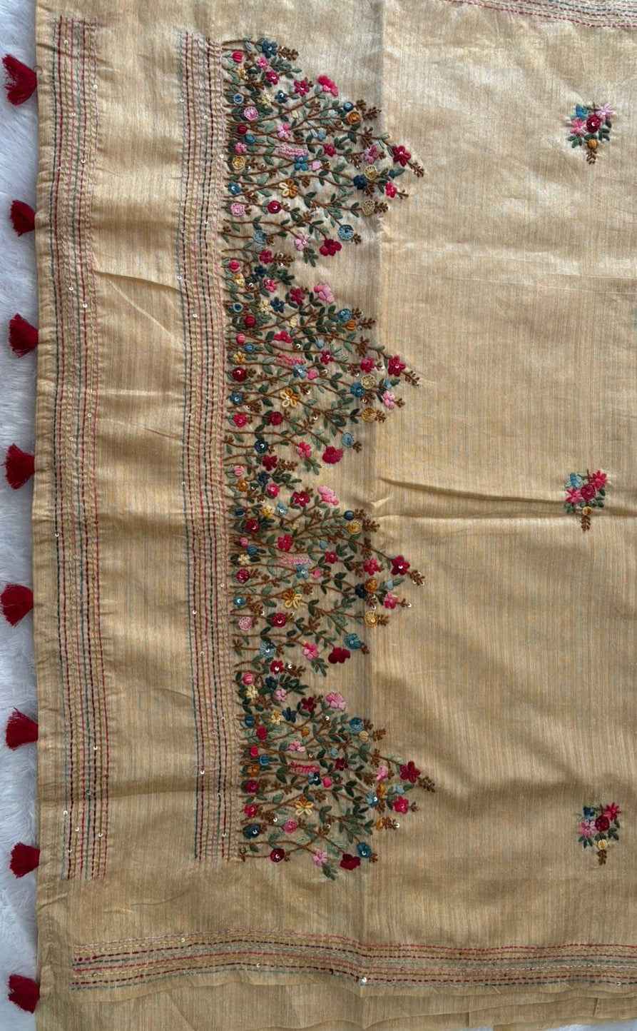 Ivory Floral Threadwork Drapes