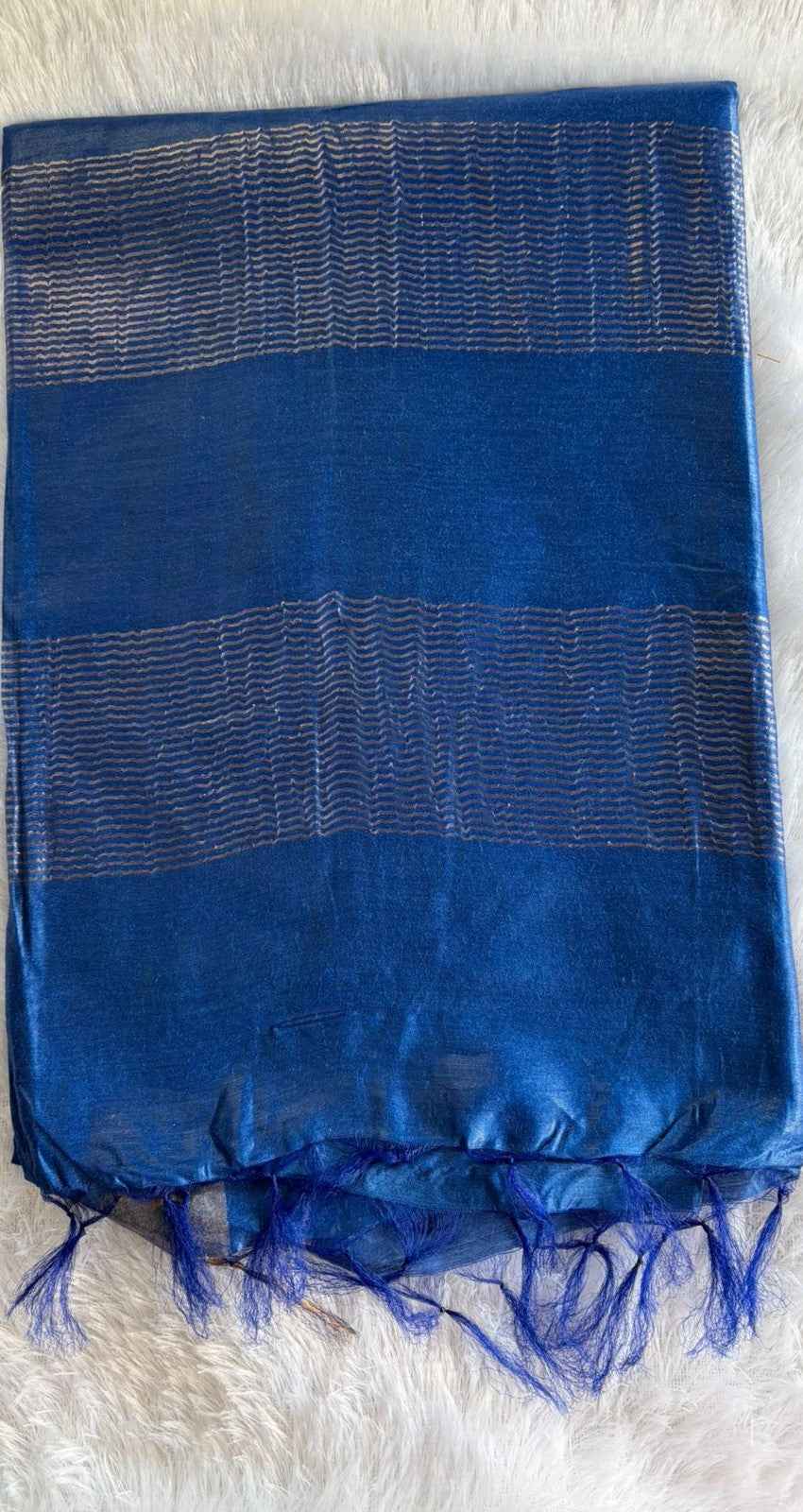 Blue Pure Tussar Silk Saree