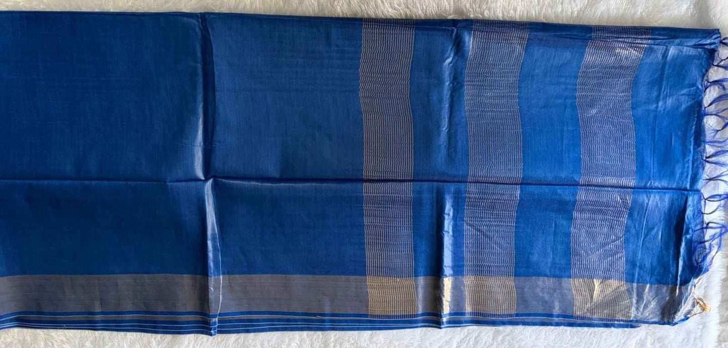 Blue Pure Tussar Silk Saree