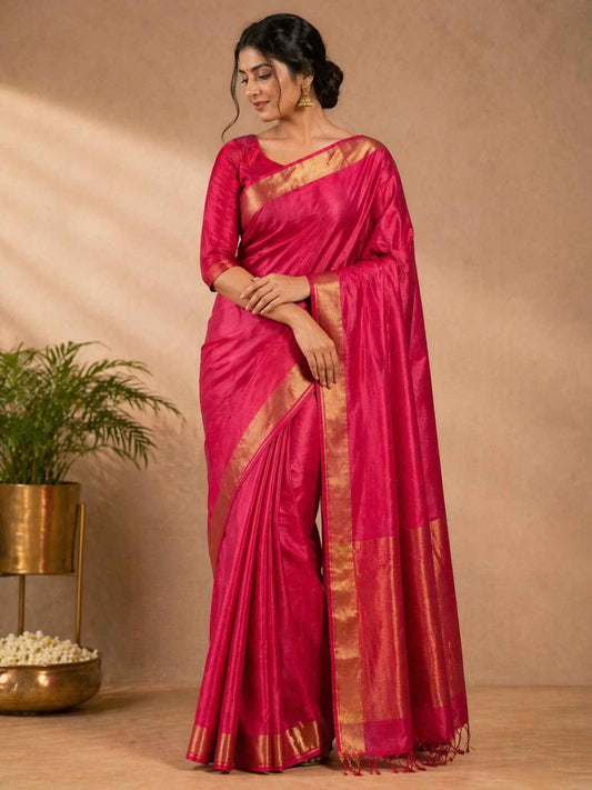 Rani Pink Kataan Silk Saree