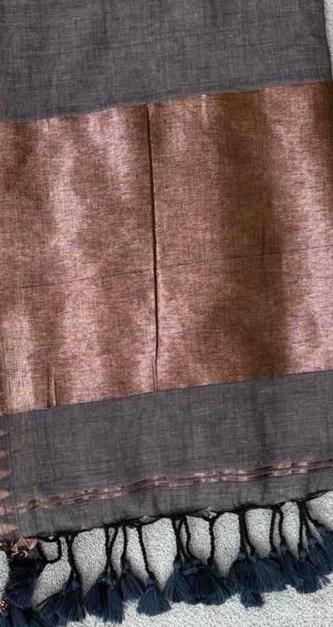 Steel Grey Mul Cotton Saree