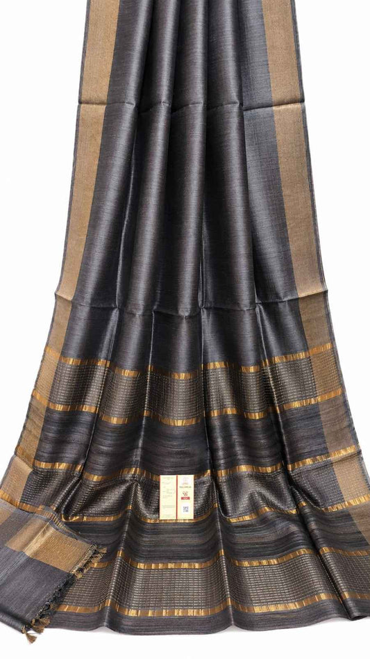 Black Kataan Silk Saree