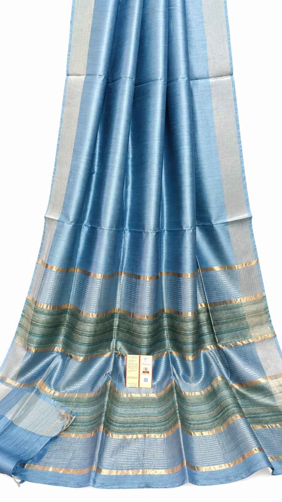 Steel Blue Kataan Silk Saree