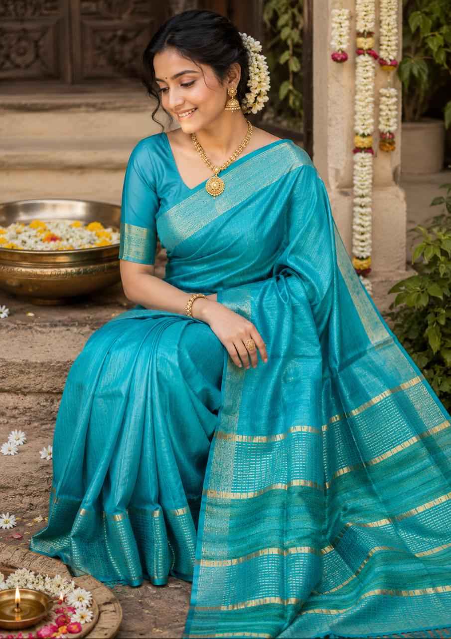 Sea Green Kataan Silk Saree