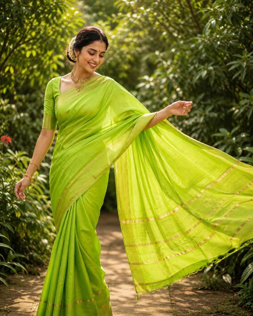 Green Kataan Silk Saree