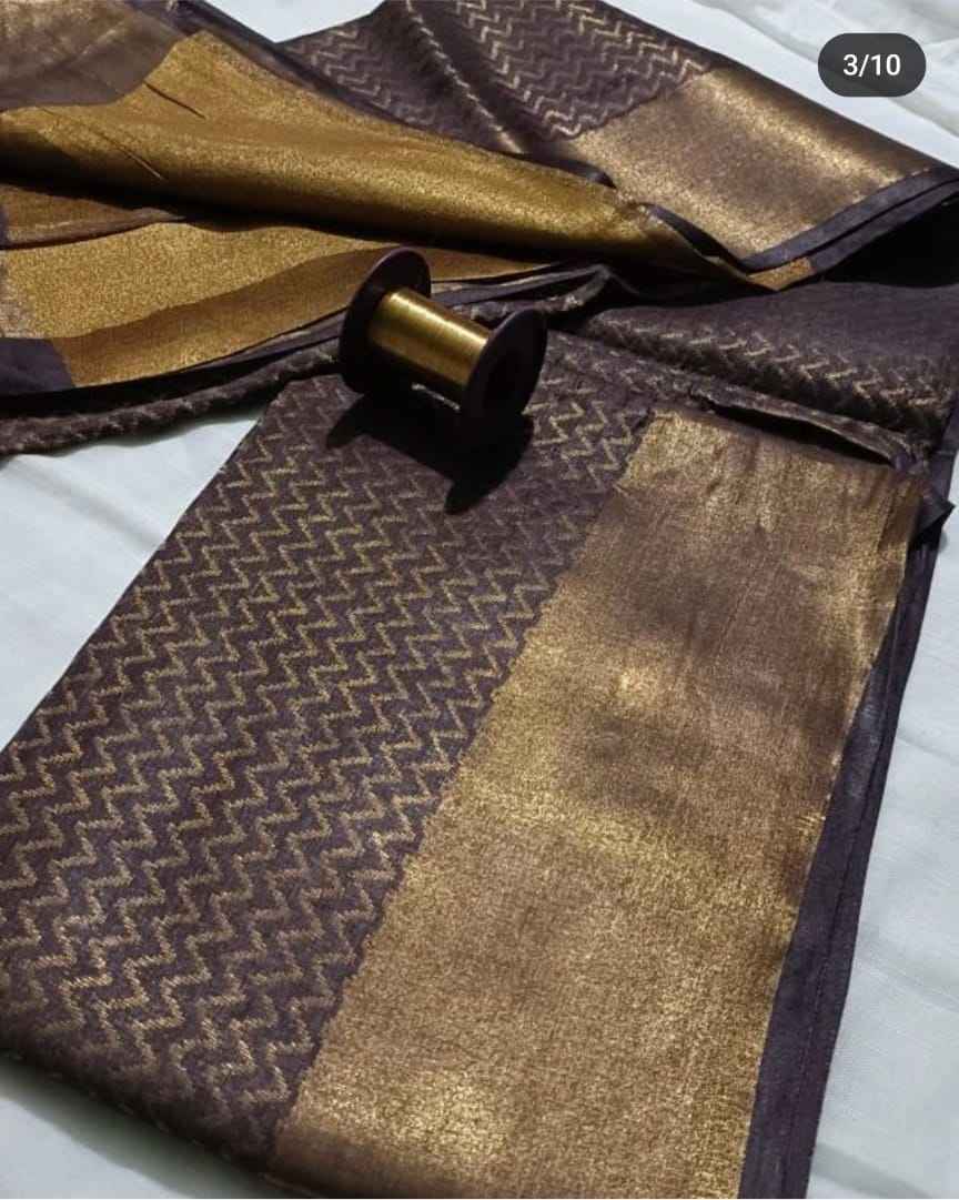 Black Zari Tissue Linen