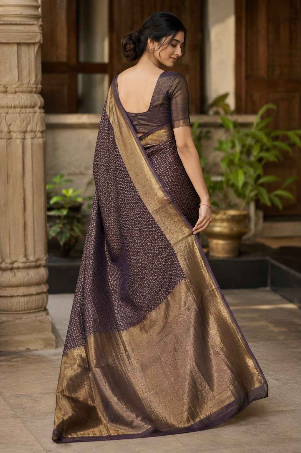 Black Zari Tissue Linen