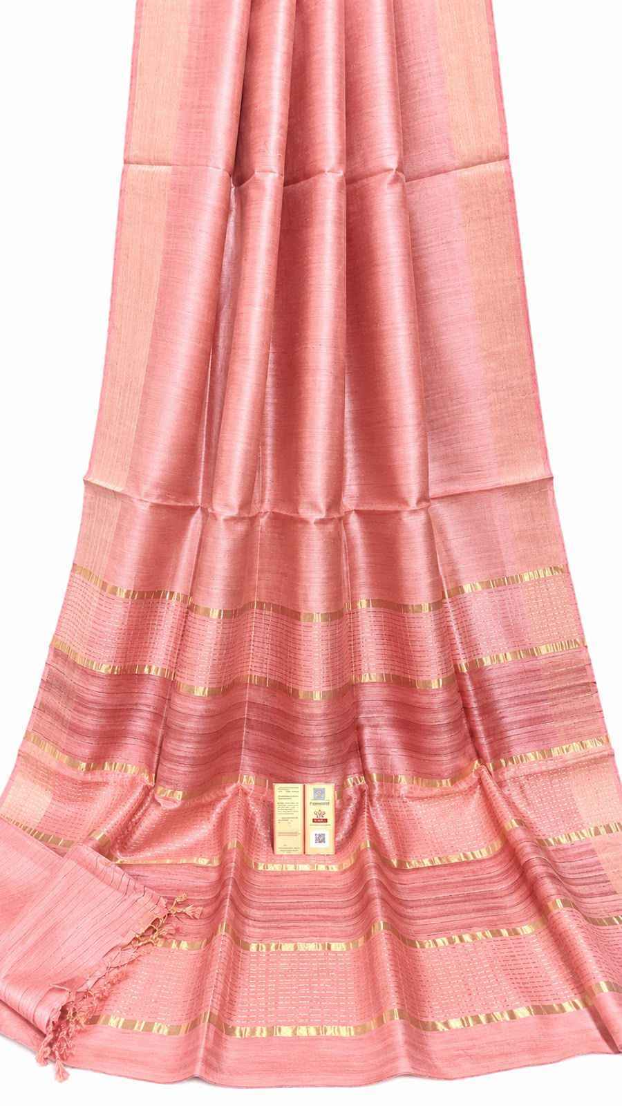 Peach Kataan Silk Saree