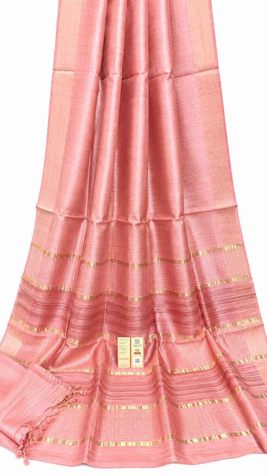 Peach Kataan Silk Saree