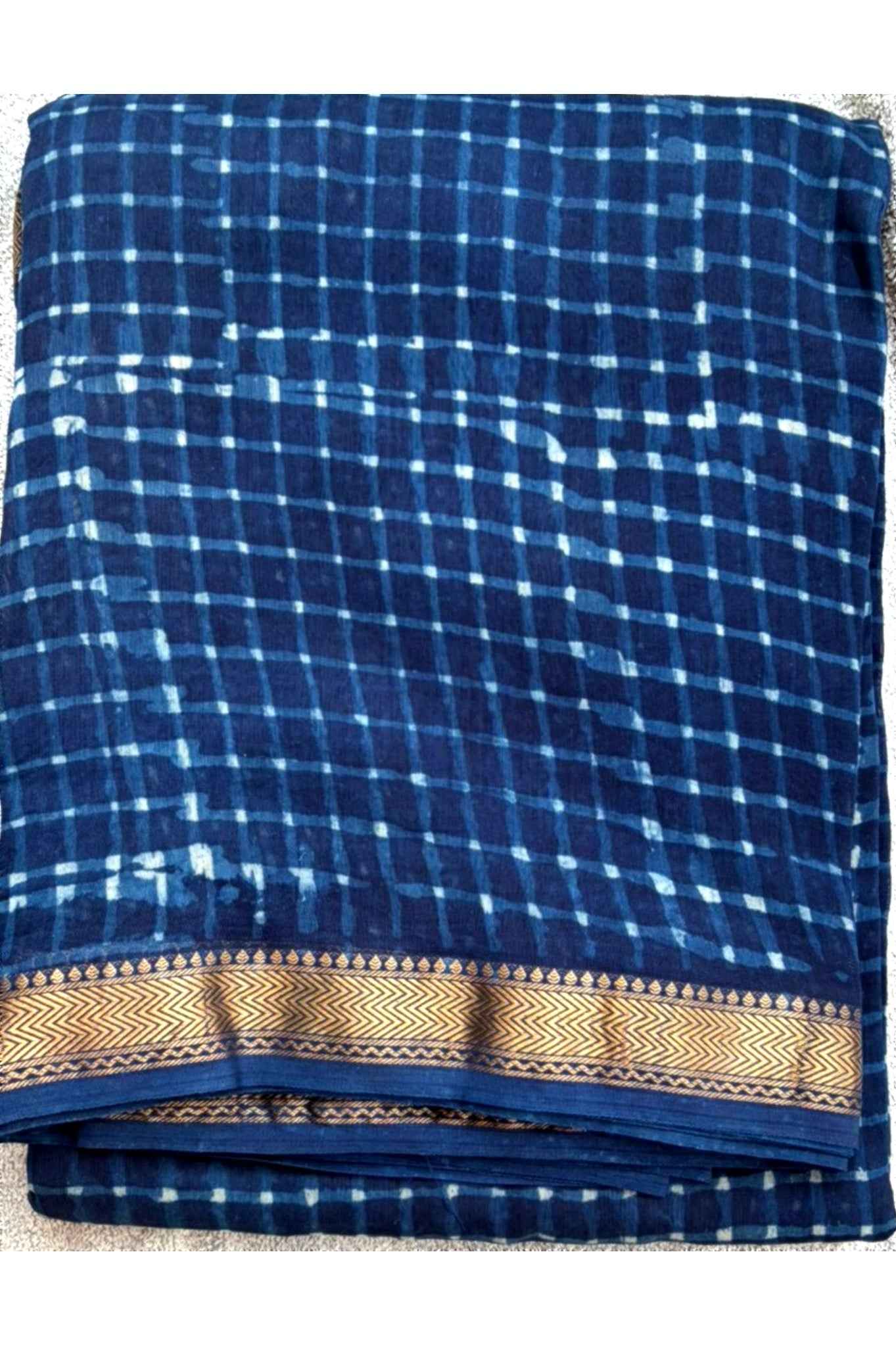 Indigo Checkers Maheshwari Silk