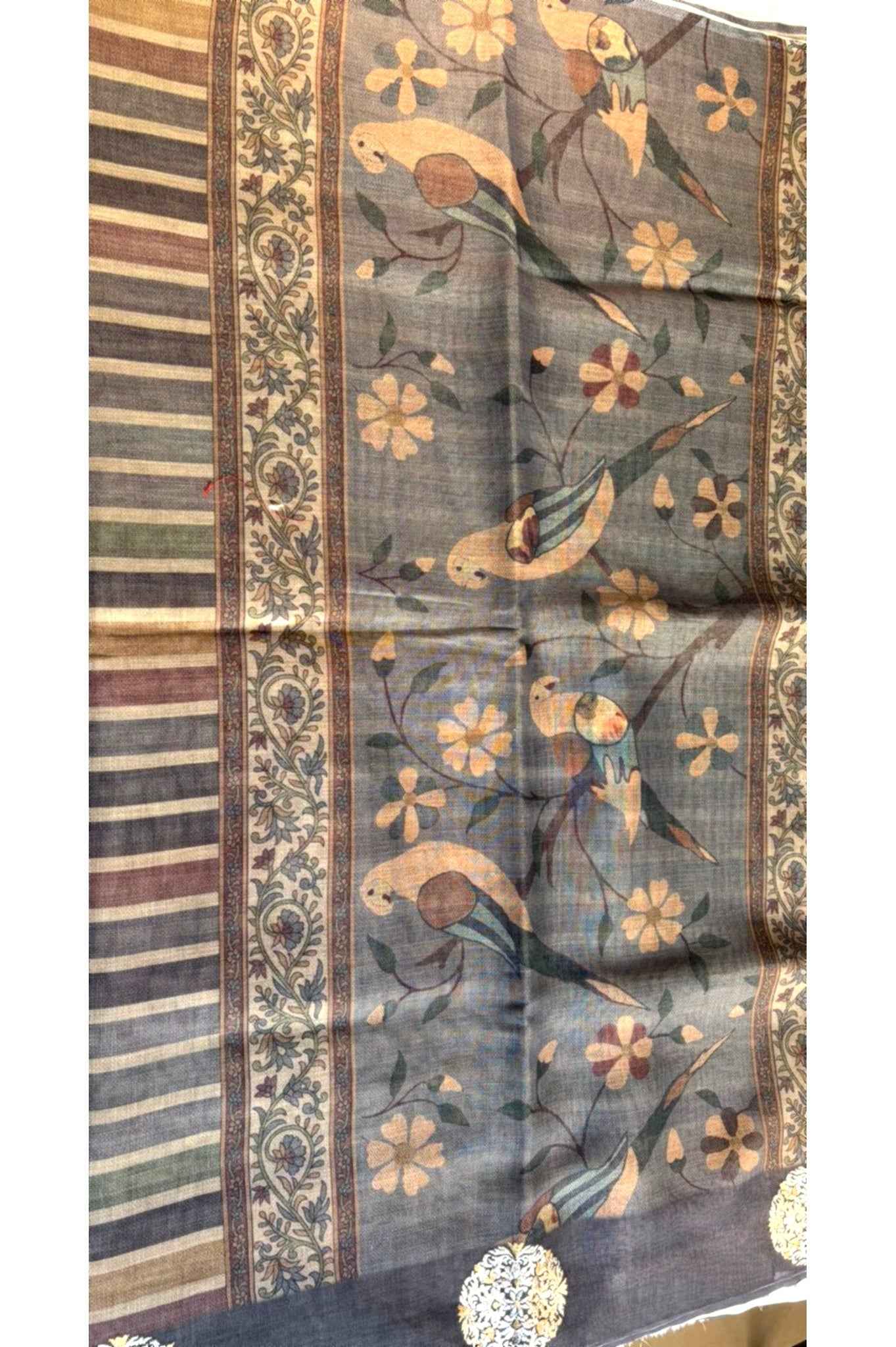 Grey  Tissue Leolin saree