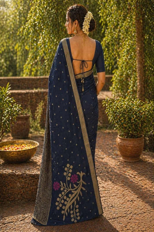 Navy Blue Mul Cotton
