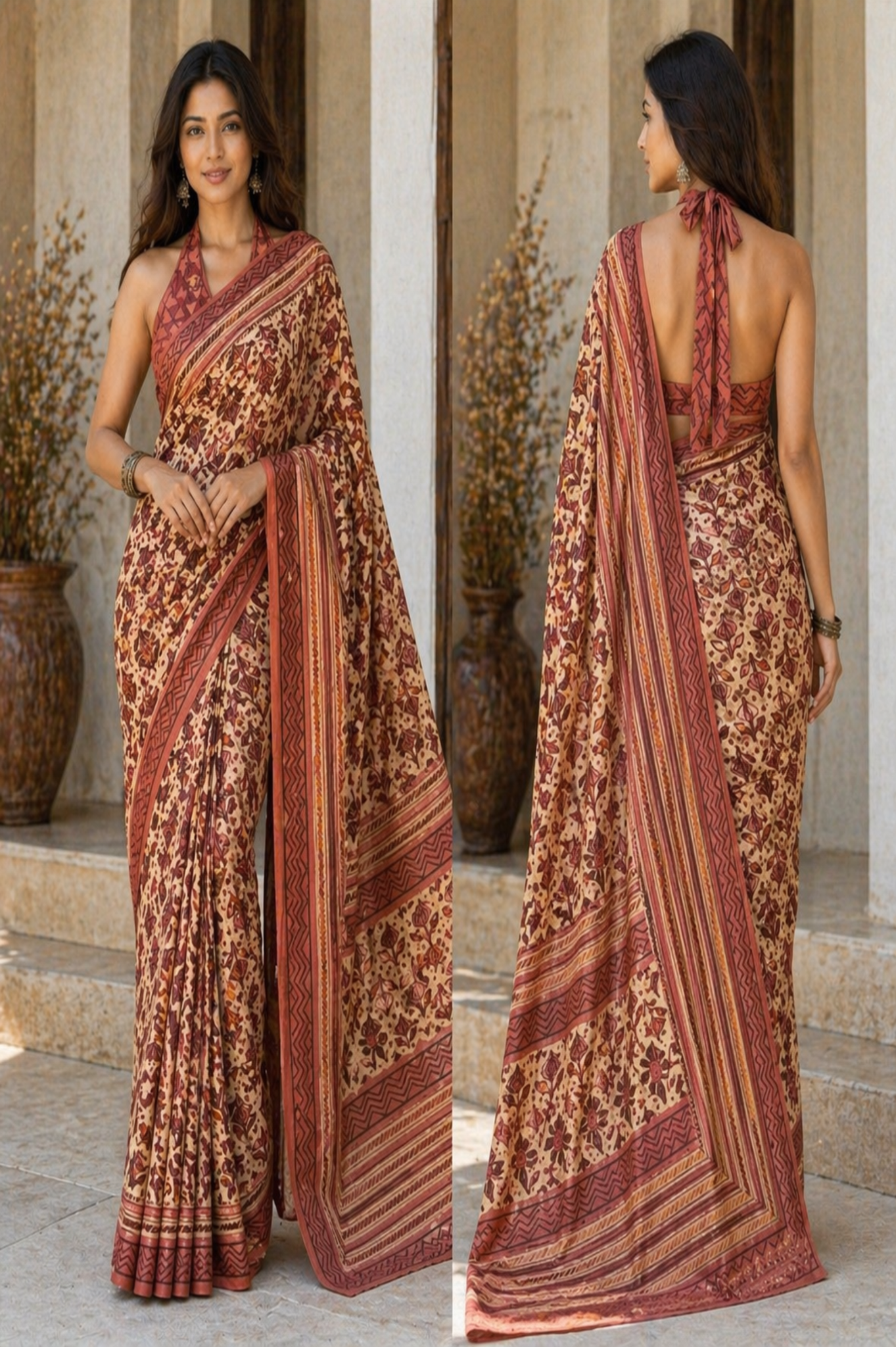 Brick Modal Muslin Saree